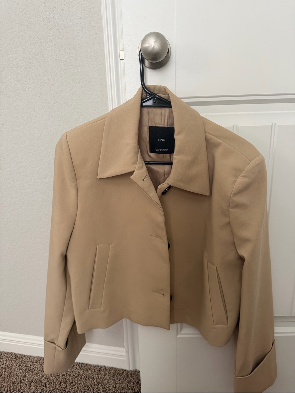 Mango Beige Cropped Blazer Jacket